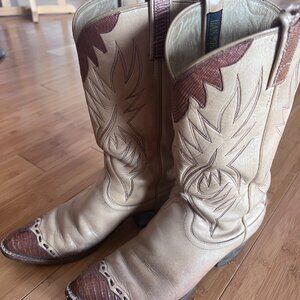 Dan Post Cream Leather Lizard womens cowboy boot 8.5